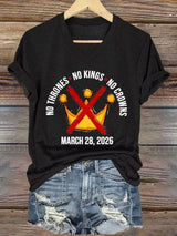 🔥Buy 3 Get 15% Off🔥Women's No Kings No Thrones Print V Neck T-shirt