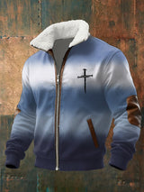 Men's Casual Faith Color Block Gradient Zipper Jacket