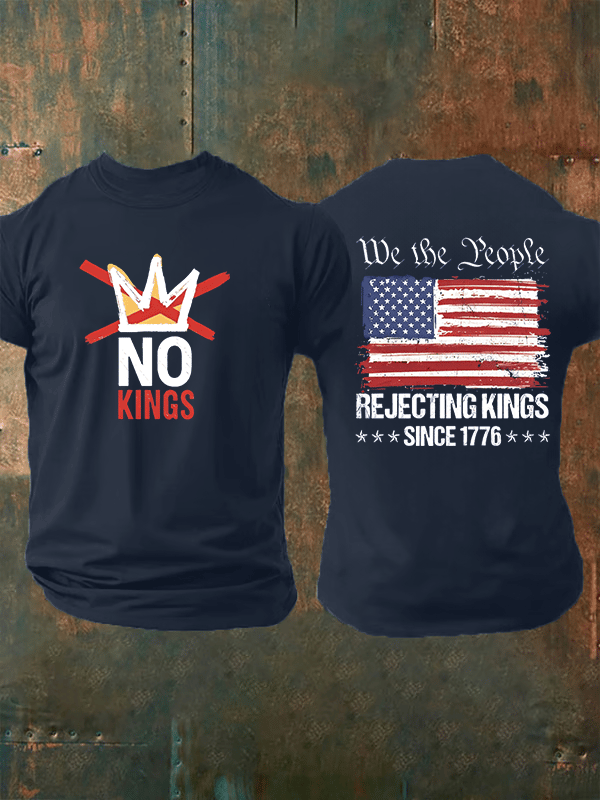 🔥Buy 3 Get 15% Off🔥Men's  No Kings, Rejecting Kings Since 1776, We The People T-Shirt