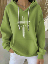 Women's Retro Faith Print Casual Hooded Sweatshirt