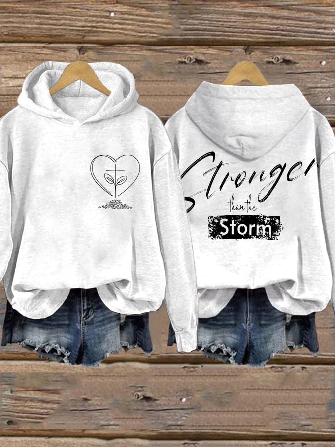 Retro Faith Mental Health Stronger Than The Storm Print Hoodie