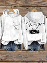 Retro Faith Mental Health Stronger Than The Storm Print Hoodie