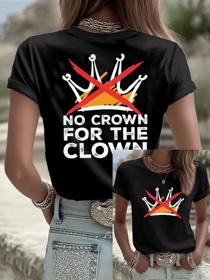 🔥Buy 3 Get 15% Off🔥Women's No Crown For The Clown Print V Neck T-shirt