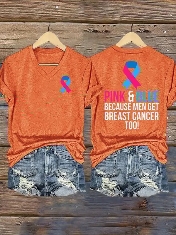 Women's  Casual Breast Cancer Print  T-Shirt