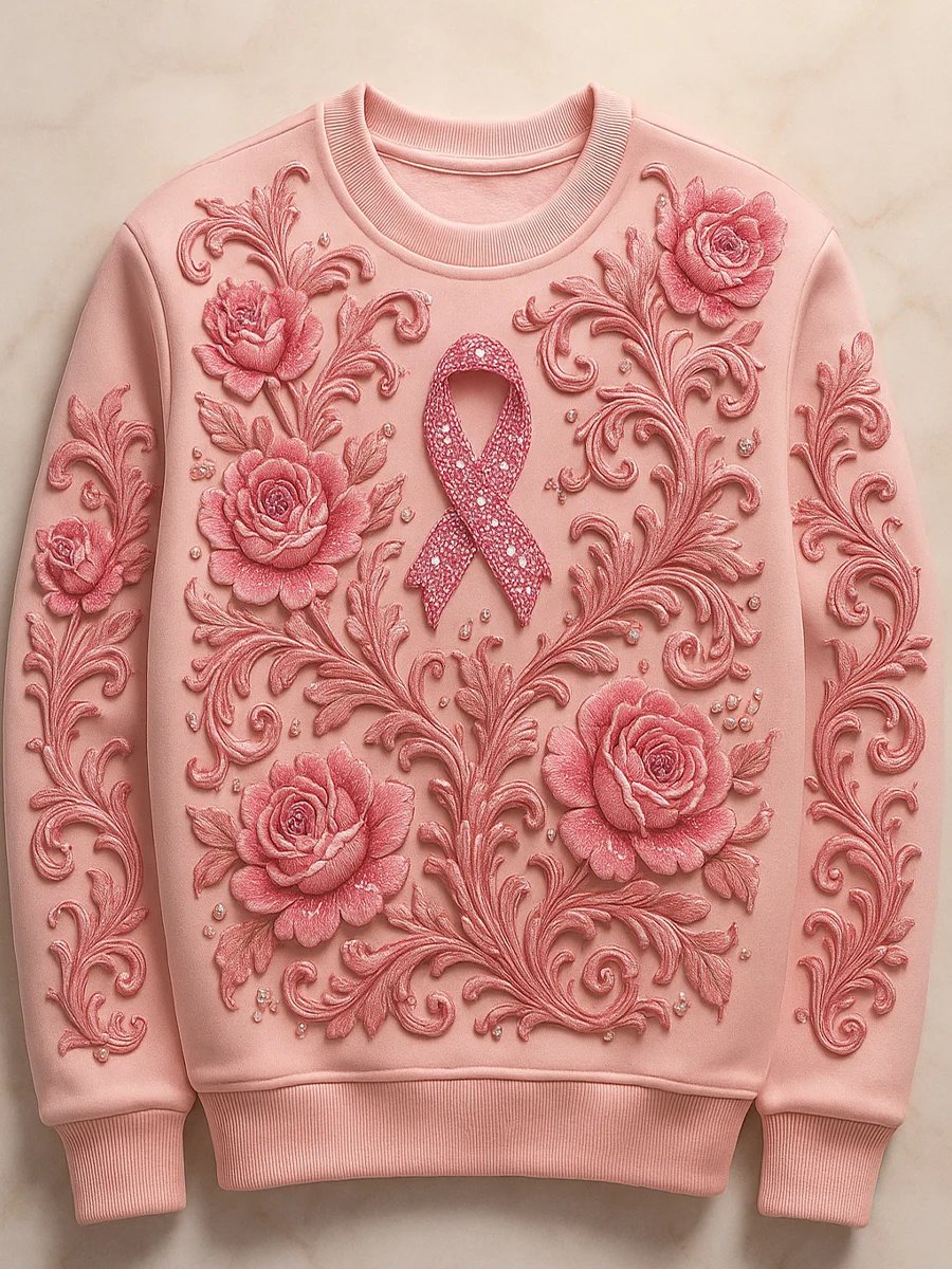 Women's Pink Breast Cancer Awareness Casual Sweatshirt