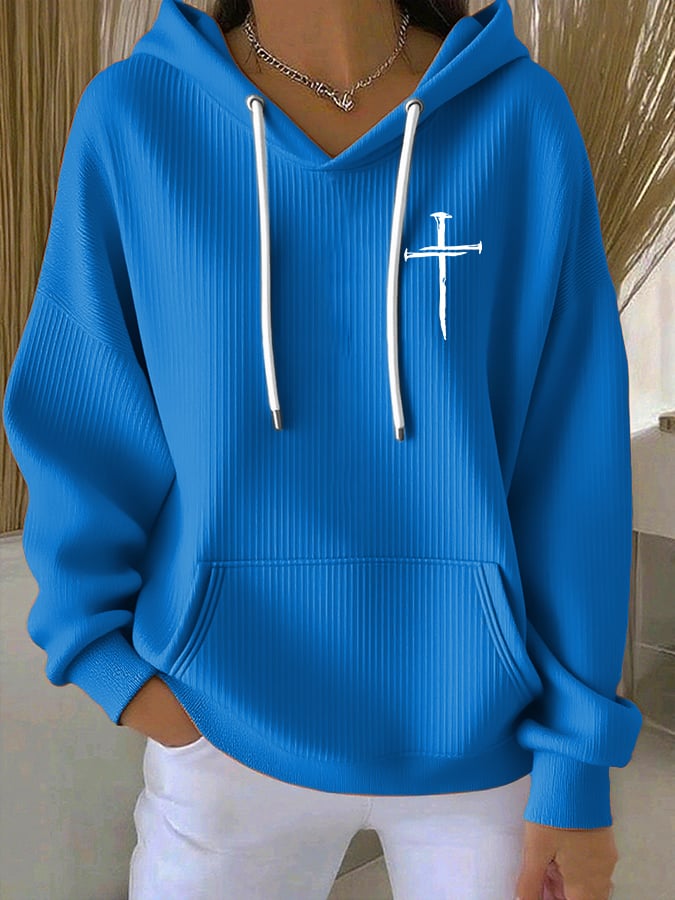 Women's Casual Faith Ribbed Hoodie