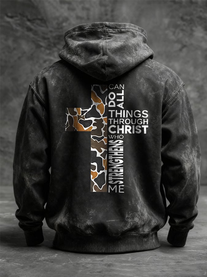 🔥Buy 3 Get 15% Off🔥Men's I can do all things through Christ who strengthens me.  Printed Casual Hoodie
