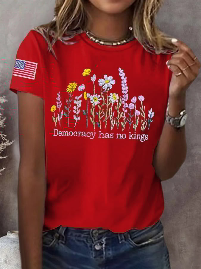 🔥Buy 3 Get 15% Off🔥Retro Democracy Has No Kings Print T-Shirt