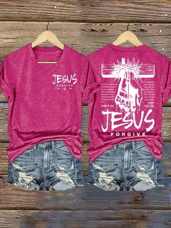 Women's  Jesus Loves You Chirtsian printing T-Shirt