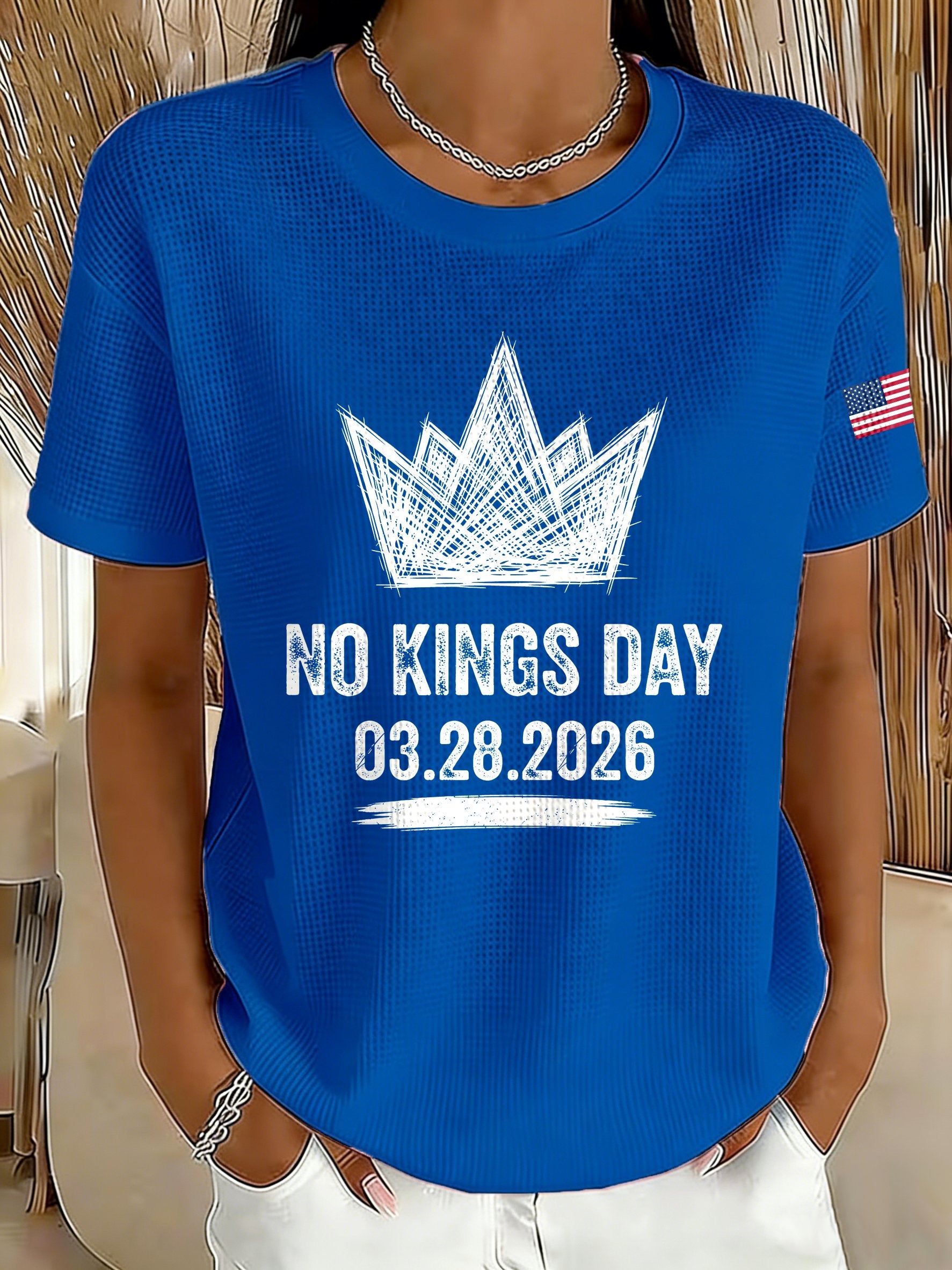🔥Buy 3 Get 15% Off🔥Women's No Kings Day March 28 2026 Printed Short-Sleeved T-Shirt