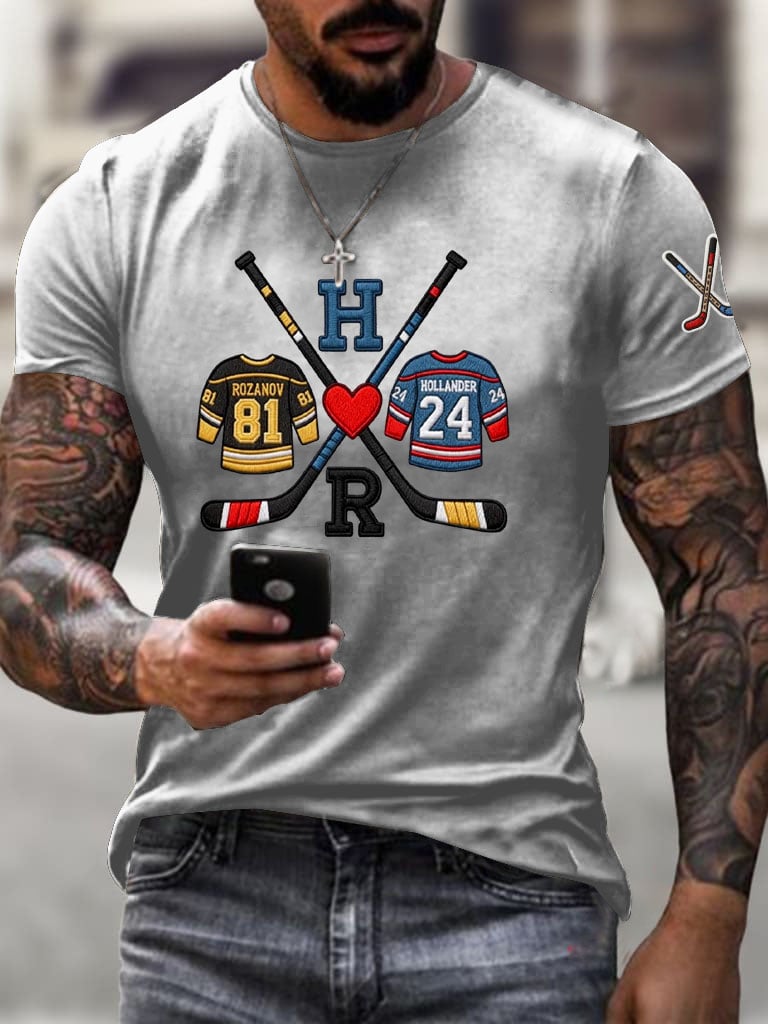 Men's Hockey Romance Print T-Shirt