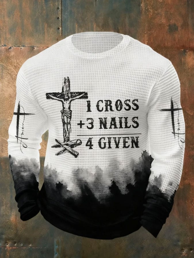 Men's Casual Faith Printed Long-Sleeved Top