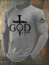 🔥Buy 3 Get 15% Off🔥Men's casual faith in a kind God printed long-sleeved T-shirt