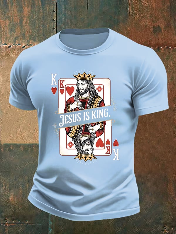 Men's  Jesus Is King Christian  Print T-Shirt