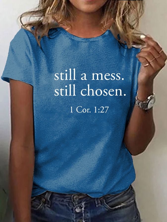 Women'S Casual Faith Print Short-Sleeve T-Shirt