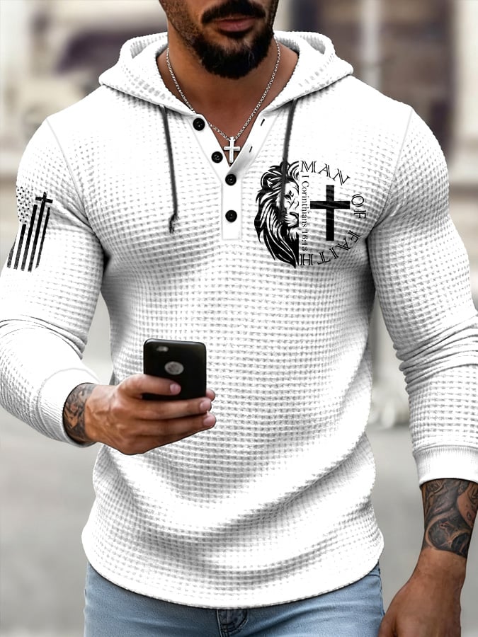 Men's Casual Christian Faith Print Top