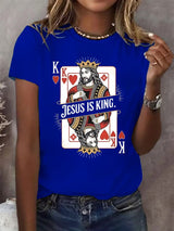 Women's  Jesus Is King Christian  Print  T-shirt