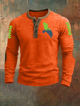 Men's Rugby Print Henley Top