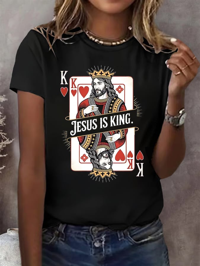 Women's  Jesus Is King Christian  Print  T-shirt
