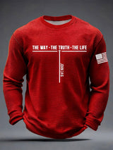 Men's Casual Faith Printed Long-Sleeved Top