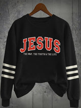 Women's Autumn Jesus Print Casual Sports Crew Neck Sweatshirt