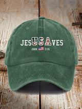 Vintage USA Jesus Saves Print Baseball Cap