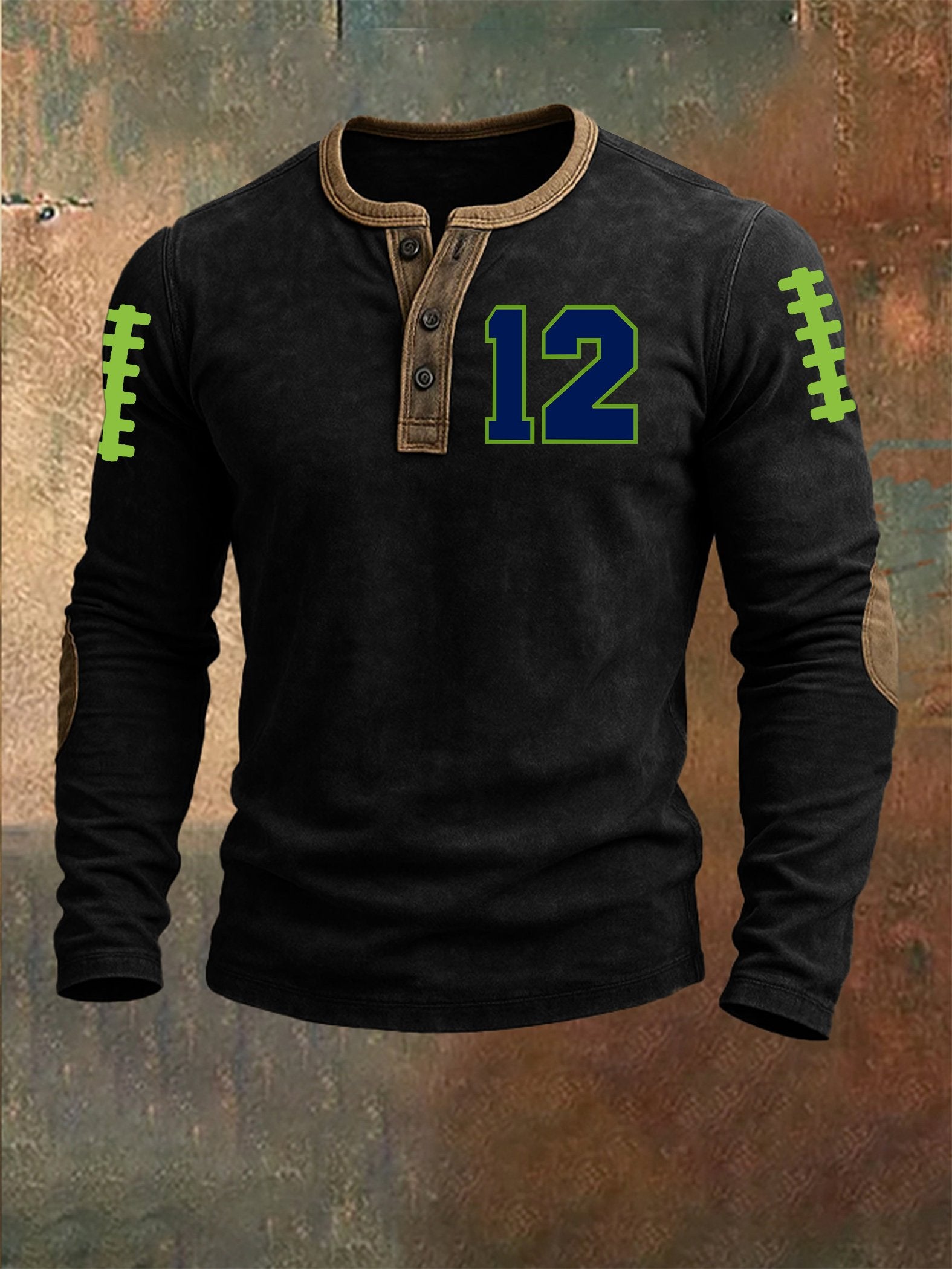 Men's Rugby Print Henley Top