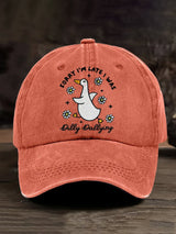 Unisex Sorry I'm Late His Timing Not Mine Ecclesiastes 3:1 Funny Silly Goose Print Baseball Cap