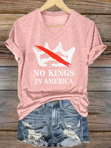 🔥Buy 3 Get 15% Off🔥V-neck Women's no kings in America Printed Casual T-Shirt