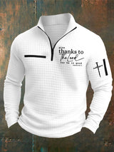 🔥Buy 3 Get 15% Off🔥Men's Casual Retro Checkered Jacquard Faith Gratitude Main Color Contrast Sweatshirt