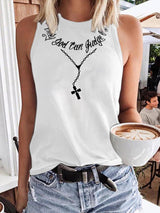 Women'S  Only God Can Judge Me Necklace Print Classic Vest