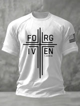Men's Forgiveness Faith Cross Print Raglan Sleeve T-Shirt