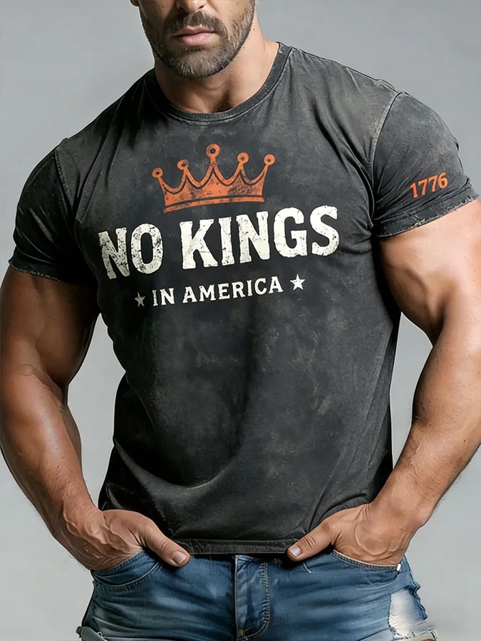 Men's Retro No Kings III 50 State Nationwide Protest March 28th Print T-Shirt