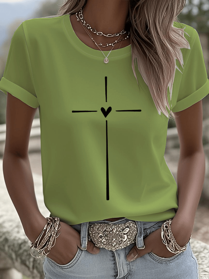 Women's Faith Print Round Neck T-shirt