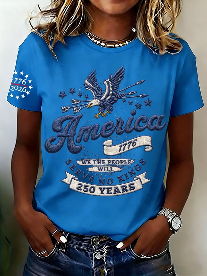 🔥Buy 3 Get 15% Off🔥Women's No Kings In America Print Round Neck T-shirt