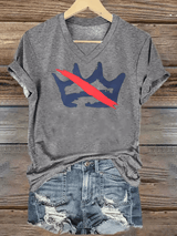 🔥Buy 3 Get 15% Off🔥Women's FDT NO KINGS Printed Casual V-Neck T-Shirt