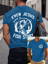 Men's Jesus Also Told The Story Of The Fish Printed T-Shirt