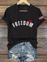 Women's Commemorative Print V Neck T-shirt