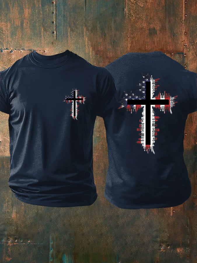 Men's Casual Flag Cross Faith T-Shirt