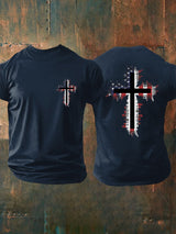 Men's Casual Flag Cross Faith T-Shirt