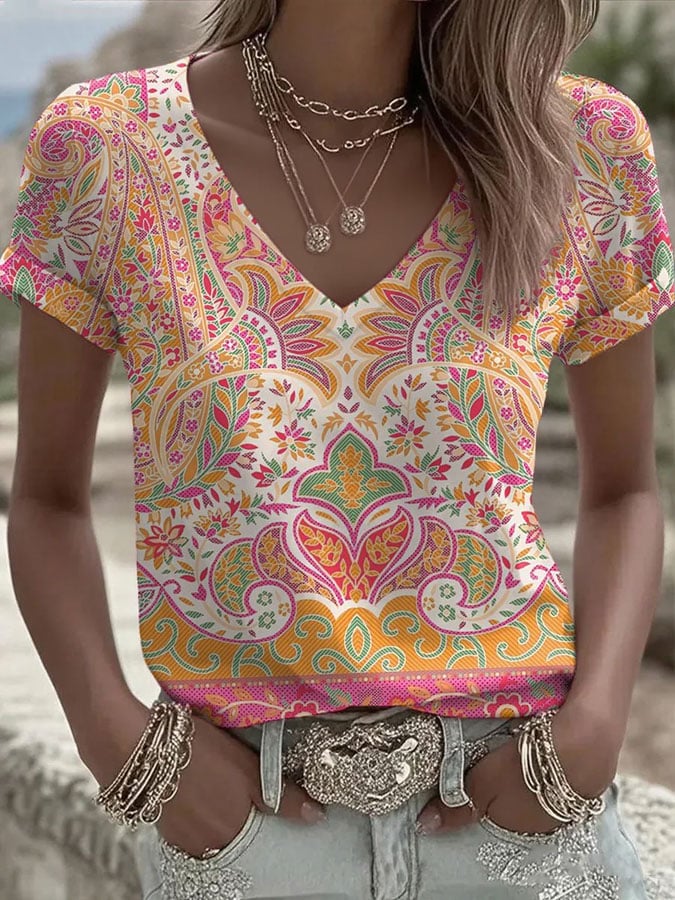 Women's Retro Breast Cancer Printed T-Shirt