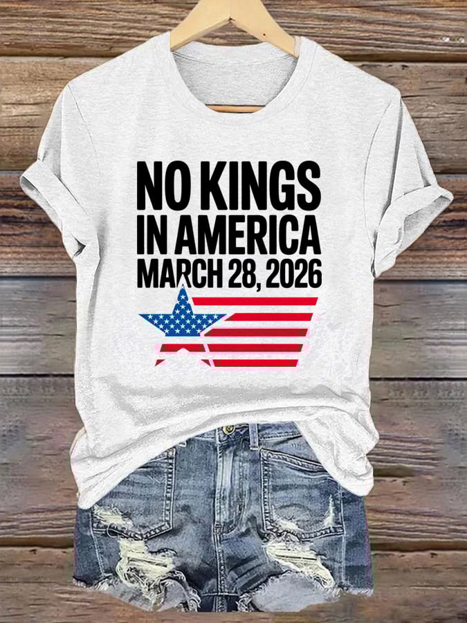 🔥Buy 3 Get 15% Off🔥Women's No Kings Day March 28 2026 Print T-Shirt