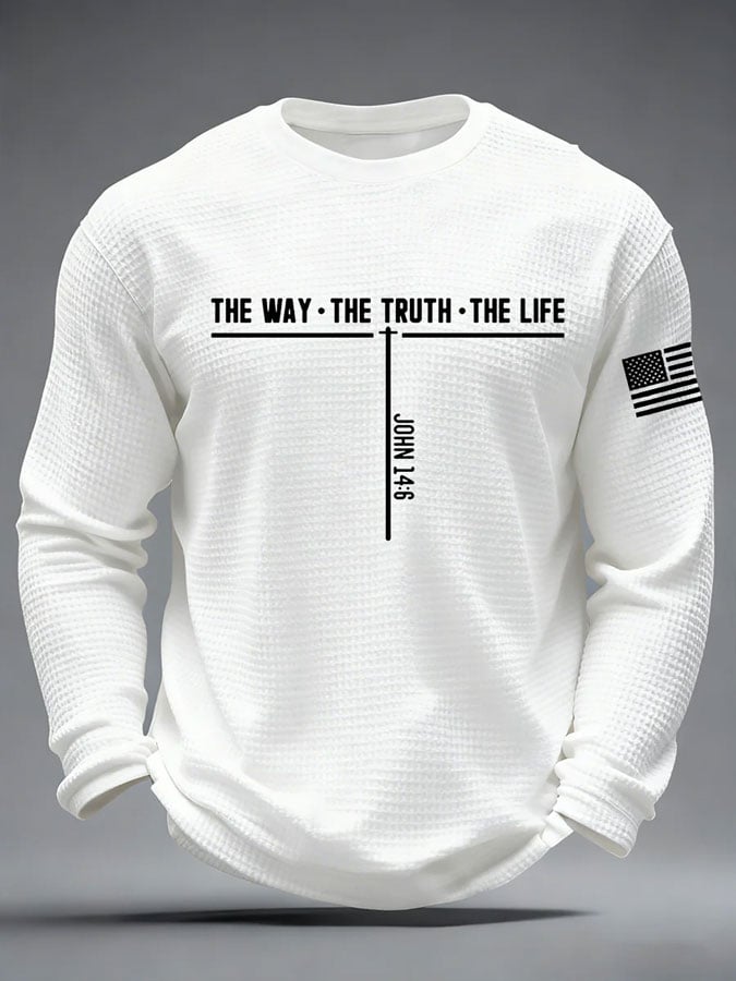 Men's Casual Faith Printed Long-Sleeved Top