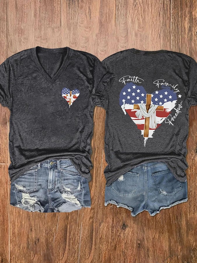 Women's Casual Christian Faith Graphic Print Short Sleeve T-Shirt