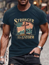 Men'S Casual Christian Shirt American Flag Cross Graphic Print Short Sleeve T-Shirt