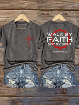 Women's Faith Print V-Neck T-Shirt
