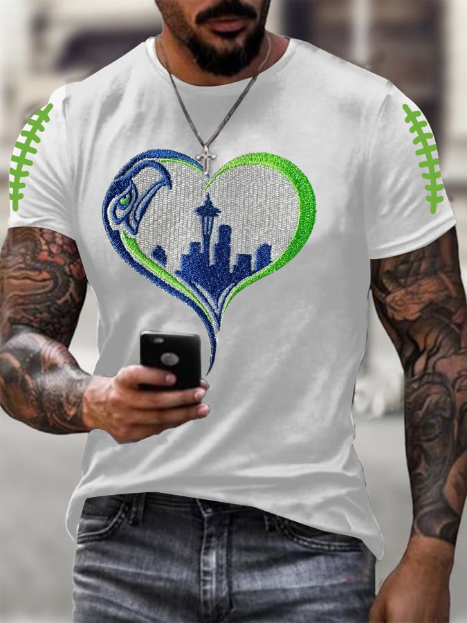 Men's Rugby Print Casual T-Shirt