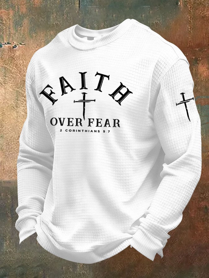Men's Faith Over Fear Print Waffle T-Shirt