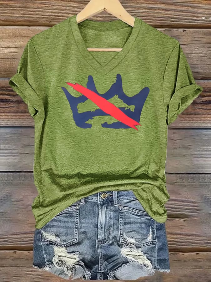 🔥Buy 3 Get 15% Off🔥V-neck Women's  America has no kings Printed Casual T-Shirt