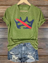 🔥Buy 3 Get 15% Off🔥V-neck Women's  America has no kings Printed Casual T-Shirt